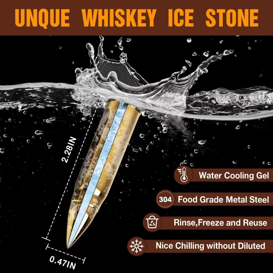 Whiskey Stones with Wooden Box | Unique Gifts for Men, Dad, Husband – Birthday & Christmas Stocking Stuffer Ideas from Daughter, Son, Wife & Kids