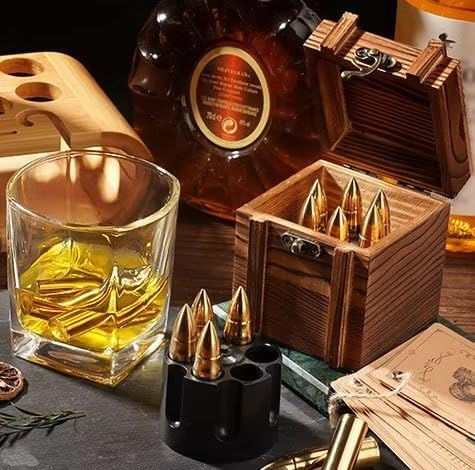 Whiskey Stones with Wooden Box | Unique Gifts for Men, Dad, Husband – Birthday & Christmas Stocking Stuffer Ideas from Daughter, Son, Wife & Kids
